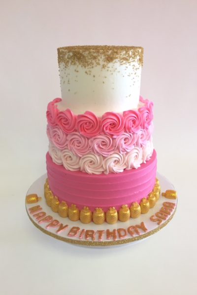 Simple Elegant Pink Birthday Cake Birthday Cake Bakery On Terrace
